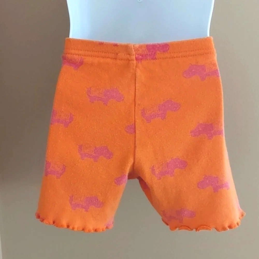 Gymboree 3 pc pack shorts - pink polka dot orange hippo stripes - size 2T
